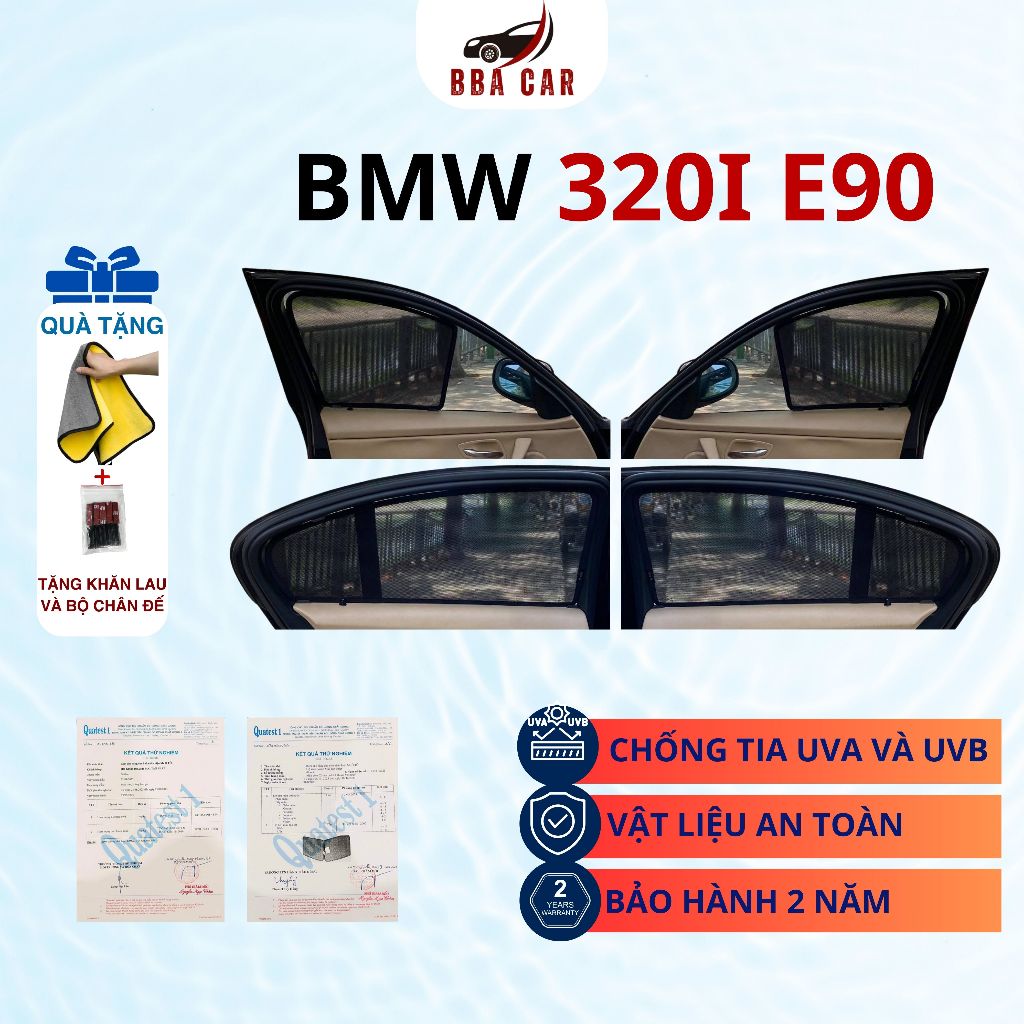 Rèm Che Nắng chống UV Xe BMW 320i E90 (không nam châm) - Hàng Loại 1 BBA CAR - Bảo Hành 2 Năm HC