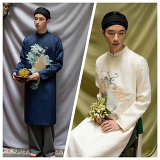 Áo dài cách tân nam, áo dài nam cao cấp, chất liệu gấm thêu rồng cao cấp - 2 màu - áo dài nhà Cam - C25.704