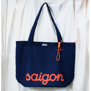 Túi tote vải canvas Saigon phối màu ANYBAG - Tặng kèm charm Sài Gòn