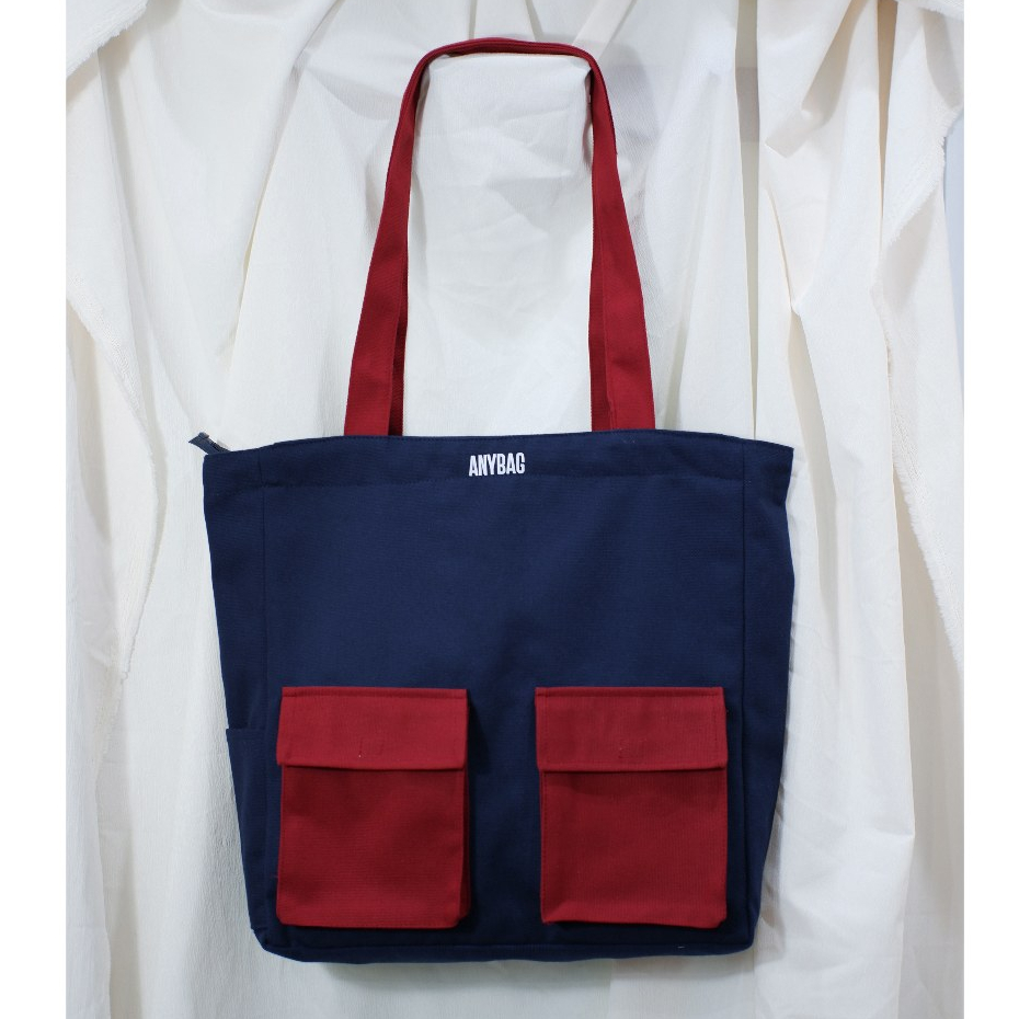 Túi tote vải canvas 3in1 Balo/Đeo chéo/Đeo vai phối màu thời trang ANYBAG