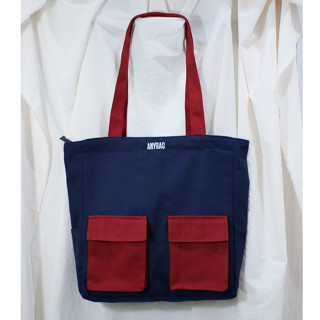 Túi tote vải canvas 3in1 Balo/Đeo chéo/Đeo vai phối màu thời trang ANYBAG