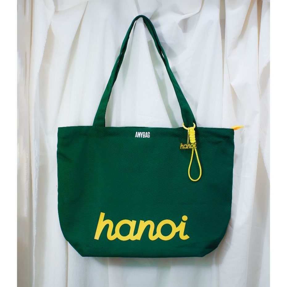 Túi tote vải canvas Hanoi phối màu ANYBAG - Tặng kèm charm Hà Nội