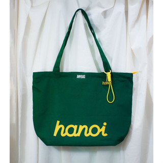 Túi tote vải canvas Hanoi phối màu ANYBAG - Tặng kèm charm Hà Nội