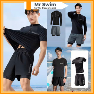 [Size M - 3XL] Đồ bơi nam cao cấp MrSwim quần bơi 2 lớp áo tay dài che nắng kín đáo phối khóa kéo trước The Queen 088