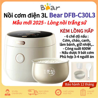  Nồi cơm điện BEAR mã số DFB-C30L3 3 lít 6 chế độ nấu tự động Hàng chính hãng bảo hành 12 tháng 