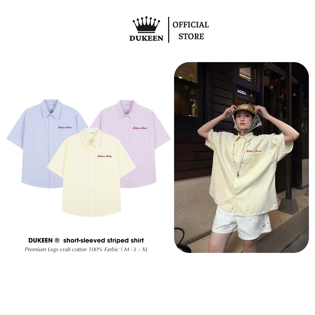 Áo Sơ Mi Kẻ Sọc Ngắn Tay Oxford DUKEEN Phong Cách Hàn Quốc Oversized Nam Nữ Unisex Local Brand SM087