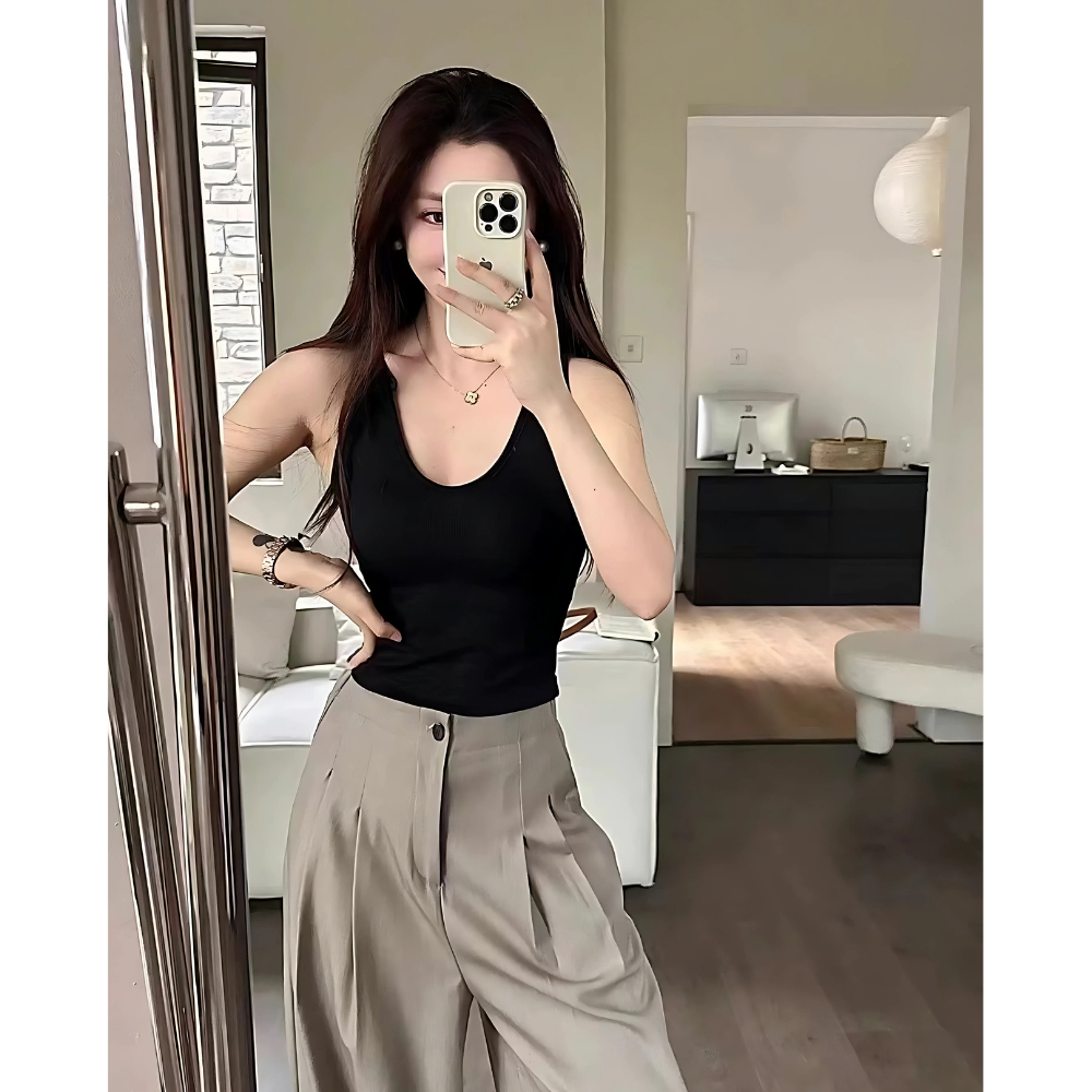 Áo Ba Lỗ Nữ Cổ V Chất Cotton Mịn Co Dãn 4 Chiều BYJANE - 033 | BigBuy360 - bigbuy360.vn