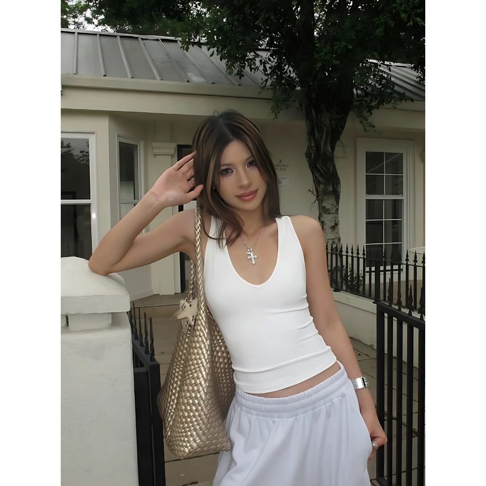 Áo Ba Lỗ Nữ Cổ V Chất Cotton Mịn Co Dãn 4 Chiều BYJANE - 033 | BigBuy360 - bigbuy360.vn