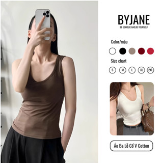 Áo Ba Lỗ Nữ Cổ V Chất Cotton Mịn BYJANE - 033