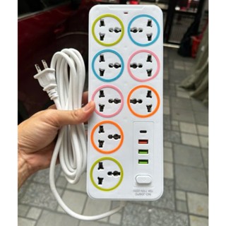   8 LỔ Cắm  Ổ Cắm Điện Thông Minh Đa Năng 8 Ổ Cắm 4 Cổng USB  Ổ Điện Lỗ  Chống Giật Có Công Tắc An Toàn Chịu Tải 2200W 