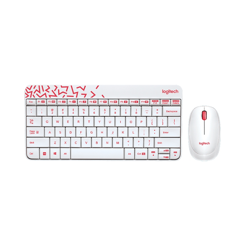 Bộ bàn phím chuột không dây Logitech MK240 Trắng - Đỏ