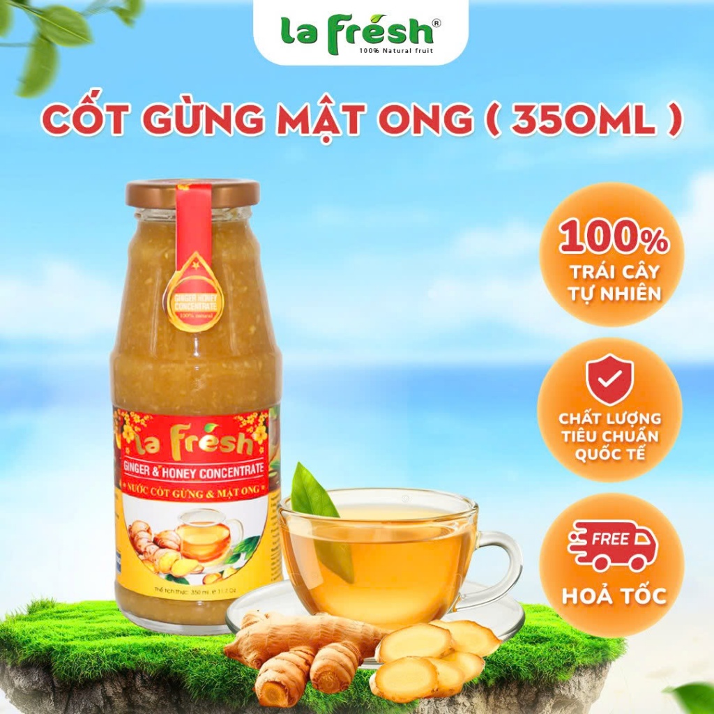 Nước Cốt Gừng Mật Ong LaFresh Đà Lạt 350ML – Uống Nóng Giữ Ấm, Dễ Pha Tại Nhà