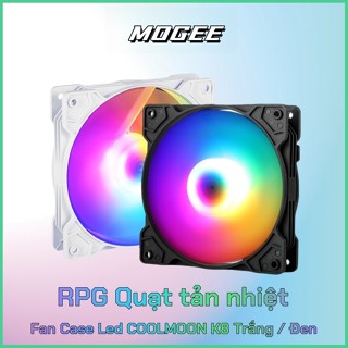 Quạt tản nhiệt, Fan Case Led COOLMOON K8 Trắng / Đen , Bảo Hành 3 Tháng, Tặng Kèm 4 Ốc , Led 7 Màu MOGEE