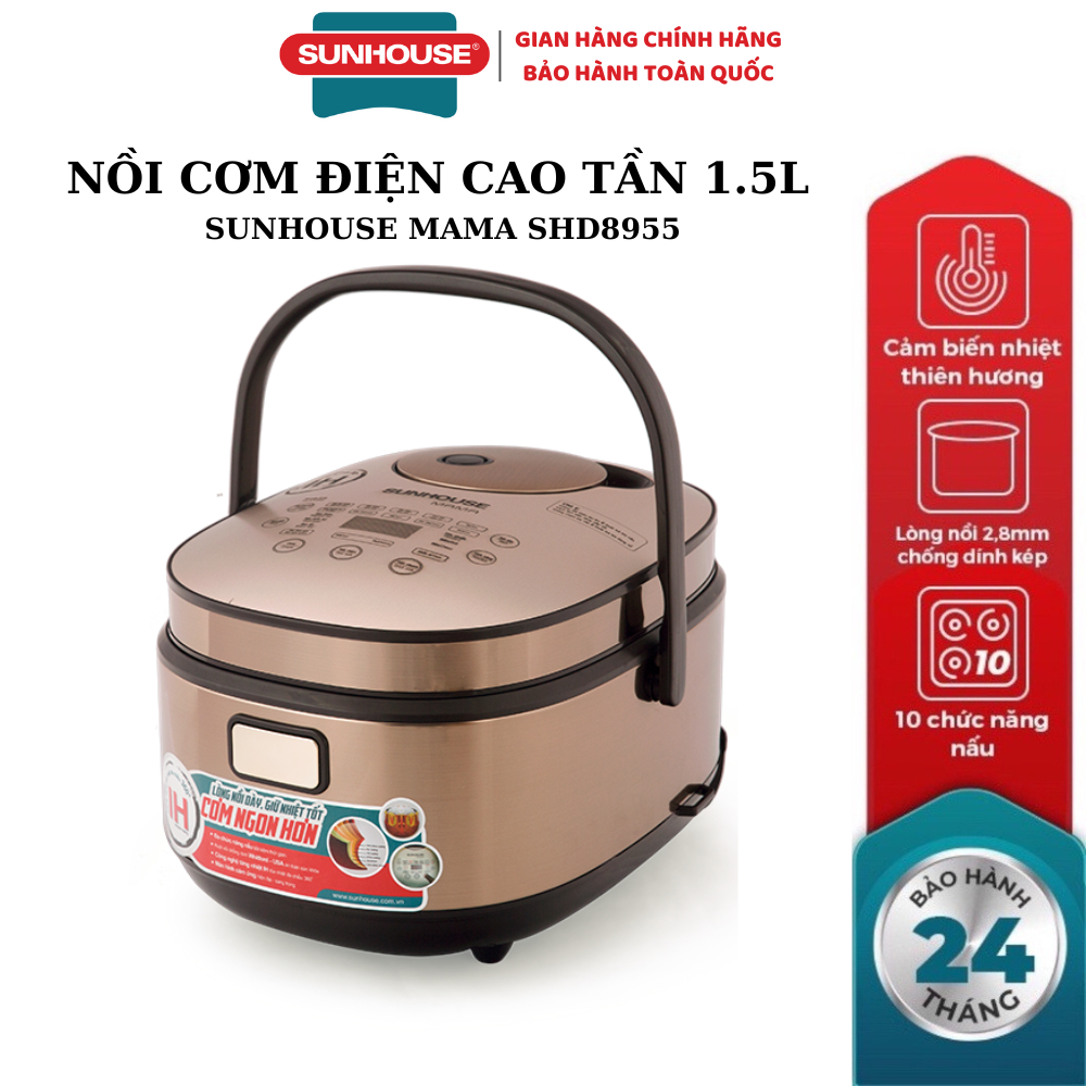  NỒI CƠM ĐIỆN CAO TẦN 1.5L SUNHOUSE MAMA SHD8955 - Bảo hành chính hãng 24 tháng 