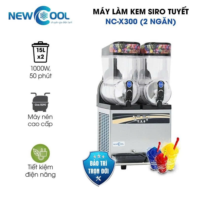 Máy làm kem siro tuyết NEWCOOL NC-X300 ( 2 ngăn) - Gía bán chưa bao gồm phí vận chuyển