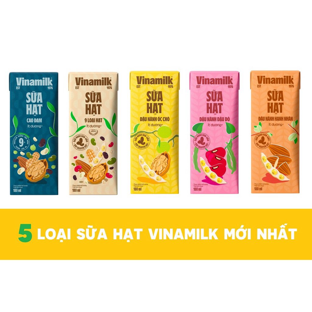 sữa 3 vị óc chó,đậu đỏ,hạnh nhân ít đường 180ml