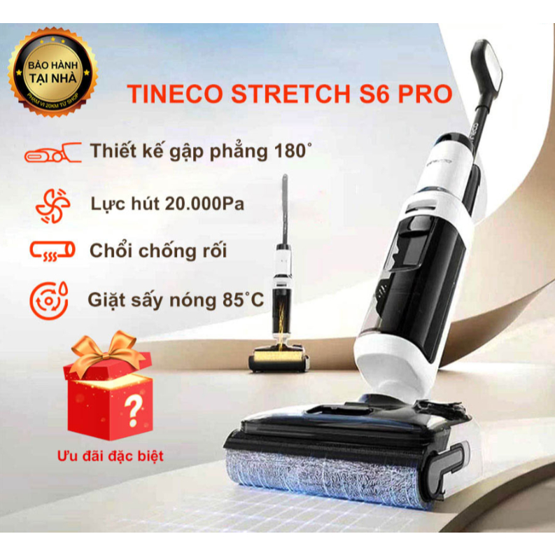 Máy Hút Bụi Lau Sàn Tineco Floor One S6 Stretch Pro, Hàng Chính Hãng, BH 24 Tháng, Bepchauau