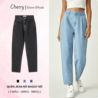 Quần Jean Nữ Baggy CHERRY Chất Bò Denim Cao Cấp Form Chuẩn Đẹp Tôn Dáng T019
