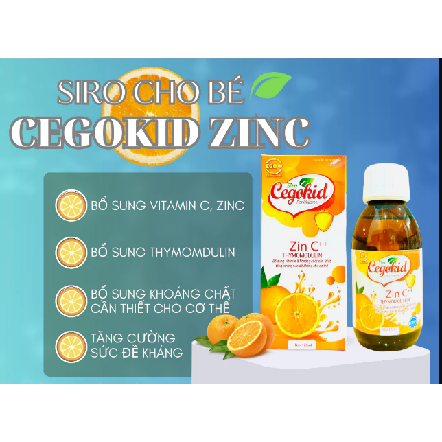 CHÍNH HÃNG CEGOKID ZINC CHAI 125ML - Tăng sức đề kháng cho người lớn, trẻ nhỏ em