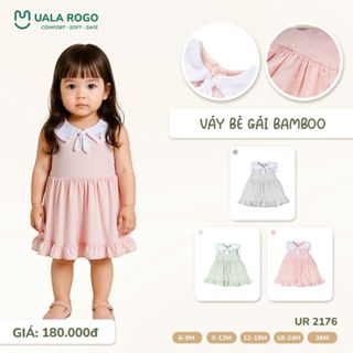 Váy bé gái Ualarogo 6 tháng - 3 tuổi vải Sợi tre Bamboo mềm mịn dáng babydoll sát nách 2176