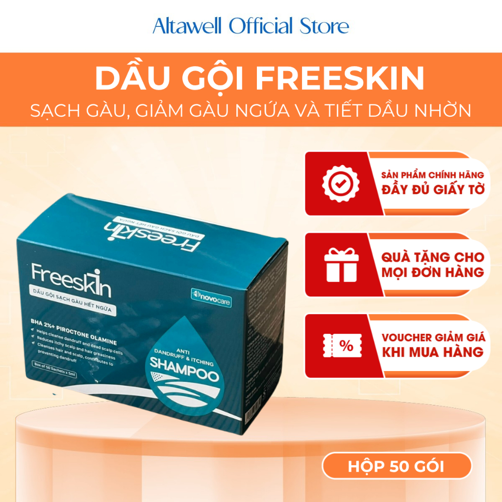 Dầu Gội Freeskin - Sạch Gàu, Hỗ Trợ Giảm Ngứa (Hộp 50 Gói)
