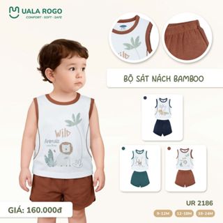 Đồ bộ bé trai Ualarogo ba lỗ sát nách 9 tháng - 4 tuổi vải Sợi tre Bamboo mềm mịn thoáng khí 2186
