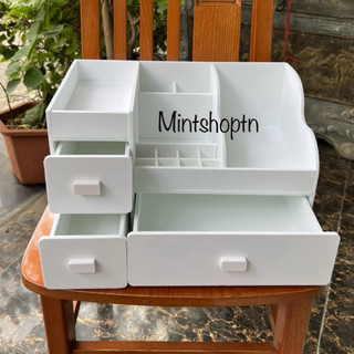 Kệ mỹ phẩm max 35cm màu trắng , tủ đựng mỹ phẩm , kệ đựng đồ trang điểm có khay đựng son 8 ô , đựng đồ makeup