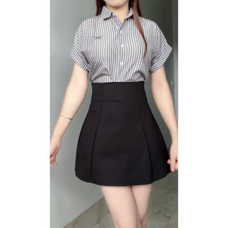 Chân váy chữ a, chân váy ngắn trắng, đen, ghi, thêu con ong cạp cao bigsize chất kaki mềm cao cấp (có quần bảo hộ)