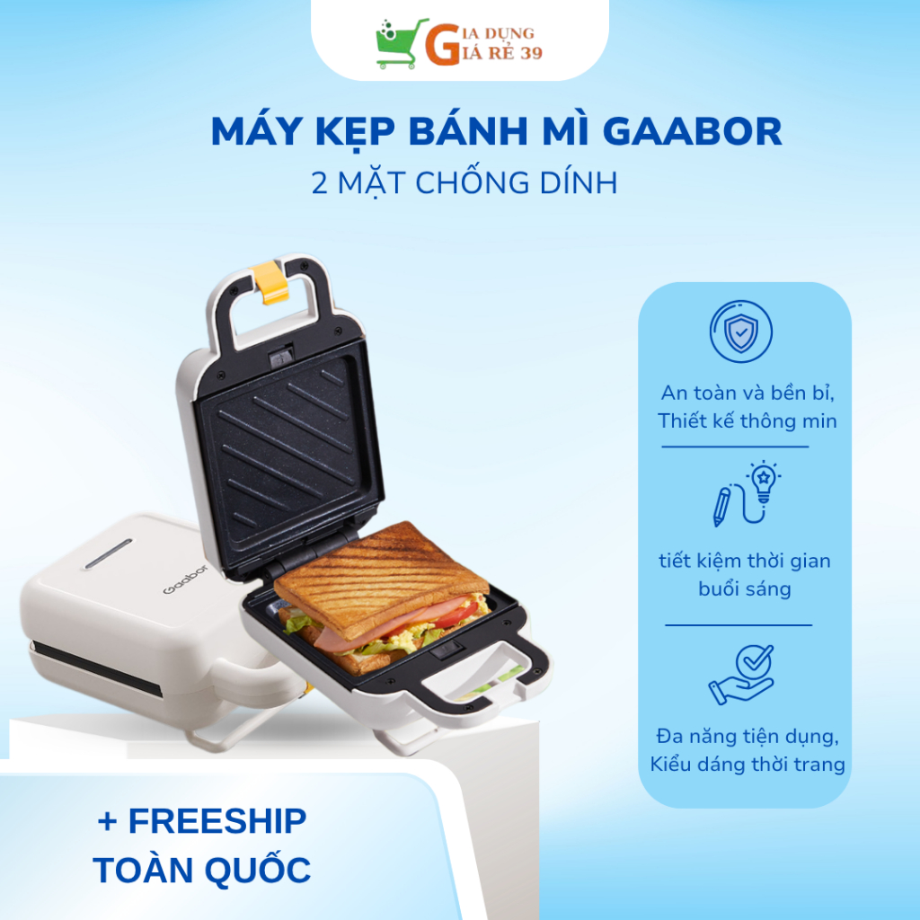 Máy kẹp bánh mì sandwich GAABOR SM60M WH01A 2 mặt chống dính tiện dụng cho bữa sáng