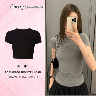  Áo Phông Nữ Ôm Body CHERRY Cổ Tròn Tay Ngắn Basic Chất Vải Bozip Cao Cấp Thắt Eo T146 