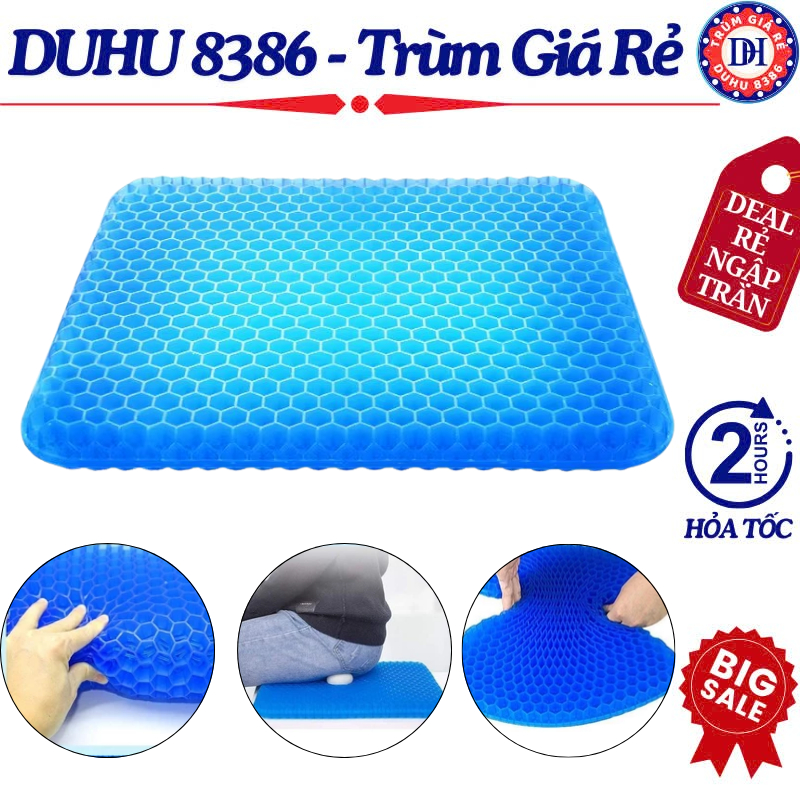 Đệm Ngồi Silicon 3D 2 Lớp Cao Cấp, Đệm Ngồi Gel Silicon 2 Lớp Thoáng Khó Chống Mỏi Lưng Mông