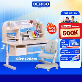 [Mới 2025 - Voucher 600K] Bộ Bàn Học Thông Minh DERGO LEO E120 Bàn Học Cho Bé 3-18 Tuổi - Có giá sách, ngăn kéo