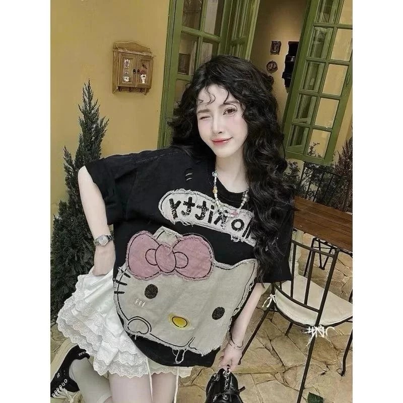 Đồ bộ nữ sét áo thun nữ form rộng Hello Kitty màu hồng phong cách dễ thương Hàn Quốc, set đồ nữ hottrend | BigBuy360 - bigbuy360.vn