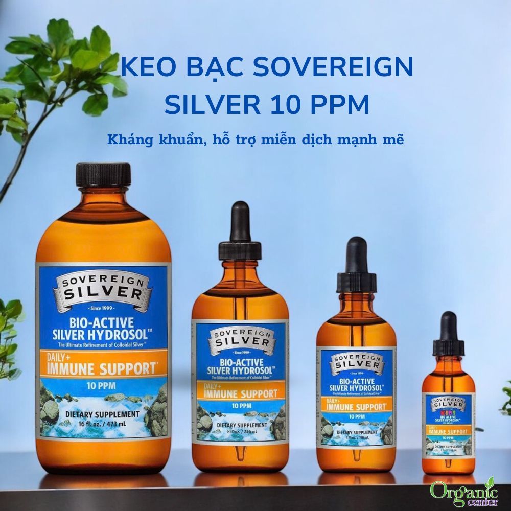 Dung Dịch Keo Bạc Sovereign Silver – Bạc Nguyên Chất Tinh Khiết 99.999% [Nhập Khẩu USA]