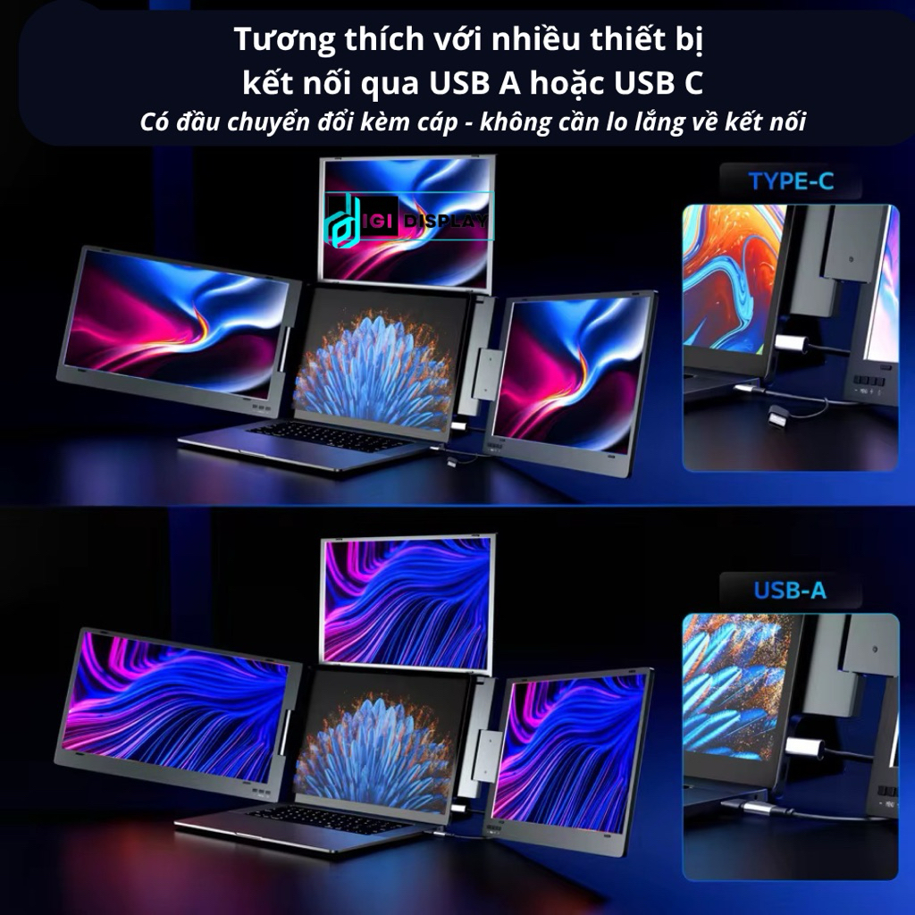 Bộ Ba Màn Hình 14" 16:9 100%sRGB  x 3 - Three Foldable Sreen Cho máy tính Laptop Mac/Windows | BigBuy360 - bigbuy360.vn