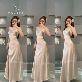V16 - Đầm 2 Dây Lụa 2 Da Hở Lưng Giọt Nước Sang Trọng, Quý Phái - Ngọc Lucie