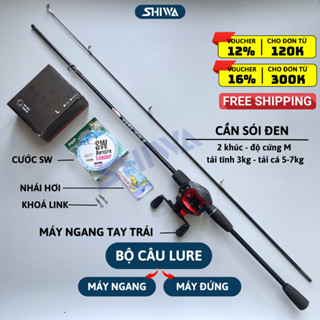 Combo Cần Câu Lure Sói Đen Máy Ngang/ Máy Đứng - Bộ Cần Câu Lure Cá Lóc Giá Rẻ Tập Chơi - Đồ Câu SHIWA