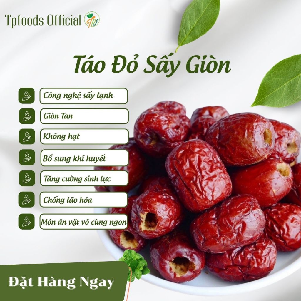 Táo Đỏ Sấy Giòn Không Hạt _ Tpfoods. Hàng loại 1, sấy mộc 100%. Táo đỏ sấy giòn tan, vị ngọt tự nhiê