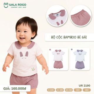 Đồ bộ bé gái Ualarogo 9 tháng - 4 tuổi cộc tay vải Sợi tre Bamboo mềm mại thoáng khí 2190