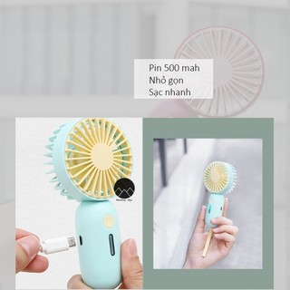 Quạt mini cầm tay tích điện mini nhỏ gọn bỏ túi du lịch