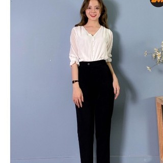 Quần Baggy Nữ Lưng Cao Gấu Lệch – Form Rộng Tôn Dáng, Chất Đẹp