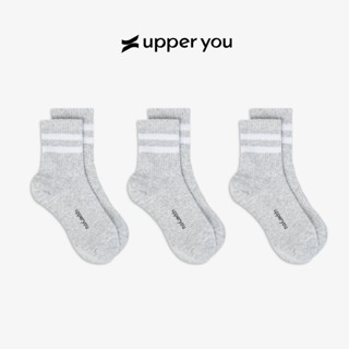 [Combo 3] Tất Vớ Nam Nữ Cổ Trung Xám Sọc UPPER YOU Cotton Tự Nhiên Êm Ái Dày Dặn - MIX GÂN XÁM