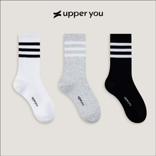[Combo 3] Tất Vớ Nam Nữ Cổ cao 3 Sọc UPPER YOU Cotton Tự Nhiên Êm Ái Dày Dặn Thoáng Khí - BSF4003