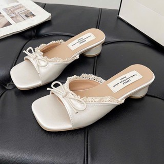 [ HÀNG SẴN] Giày sandal nữ đế thấp gót tròn 3 phân hở mũi hàng quảng châu cao cấp