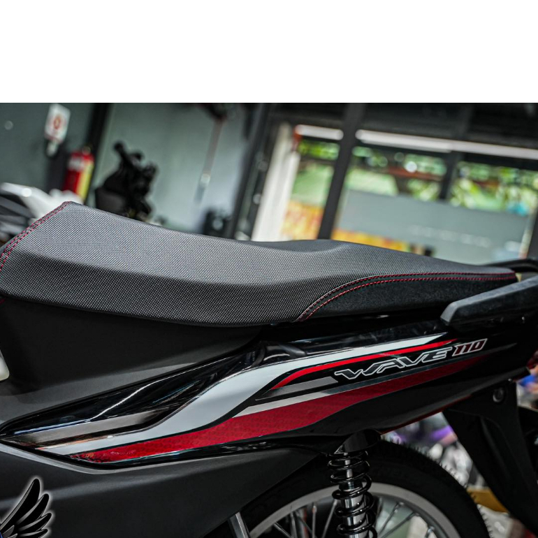 Tem rời Candy cho Wave Alpha 110 - mẫu WAVE I đỏ bạc đơn giản