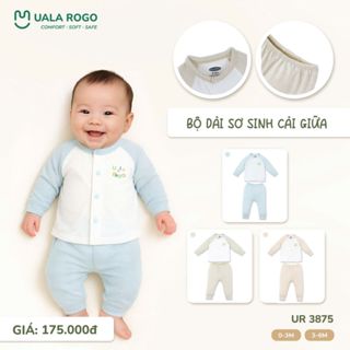 Đồ sơ sinh bé trai bé gái Ualarogo 0-9 tháng dài tay cúc giữa vải Petit mềm mịn thoáng khí 3875