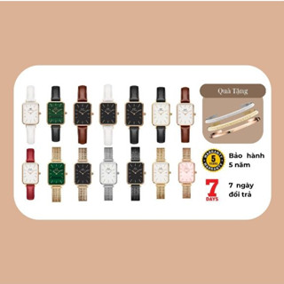 (Tặng Vòng Tay) Đồng Hồ Chữ Nhật Mặt Nhỏ Cho Nữ Daniel Wellington-DW Quadro Pressed 20mmx26mm