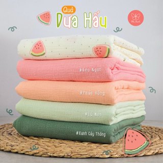 [ Dưa Hấu ] Vải Xô Muslin 2 lớp Siêu Mềm Họa Tiết may khăn tã cho bé