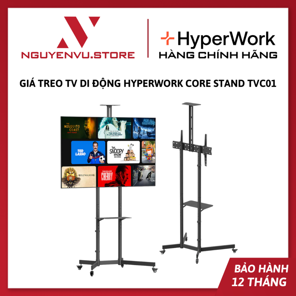 Giá treo TV di động Hyperwork Core Stand TVC01 - Hỗ trợ TV 37-75 inch - Tải trọng 50Kg - Hàng chính 