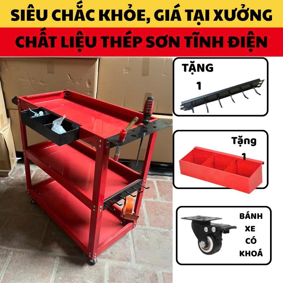 Xe kệ để đồ dụng cụ sửa chữa- kệ đựng đồ dụng cụ- xe kệ để đồ- kệ để đồ sửa chữa-xe kệ 3 tầng-kệ để 